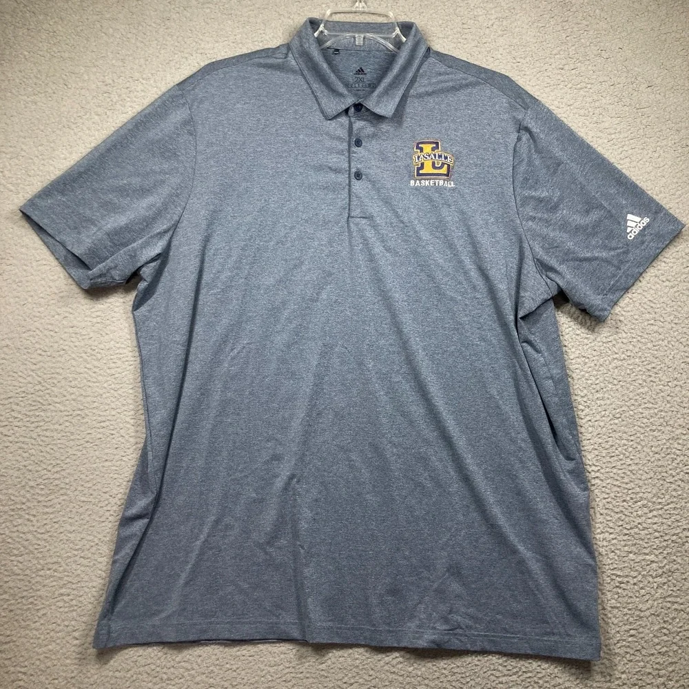 LaSalle University Basketball Polo Shirt Mens 2XL Gray Heathered Short Sleeve